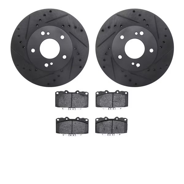 8302-67070, Rotors-Drilled and Slotted-Black with 3000 Series Ceramic Brake Pads, Zinc Coated, Dynamic Friction Co, Mfr#: 8302-67070